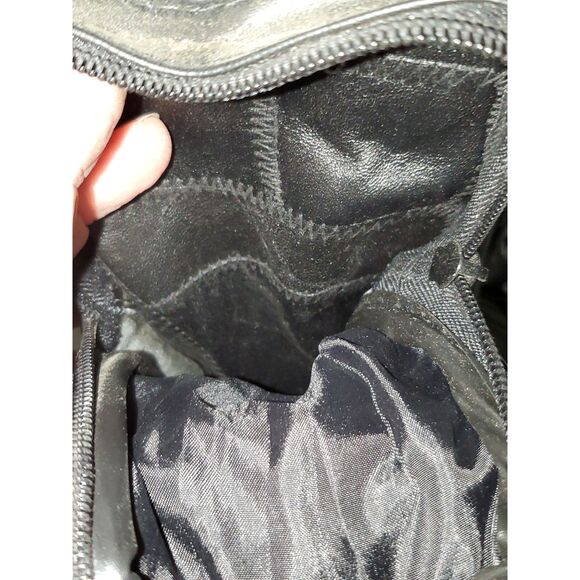 A Genuine Leather Backpack School Hiking Knapsack Black Adjustable As-Is - Picture 8 of 14